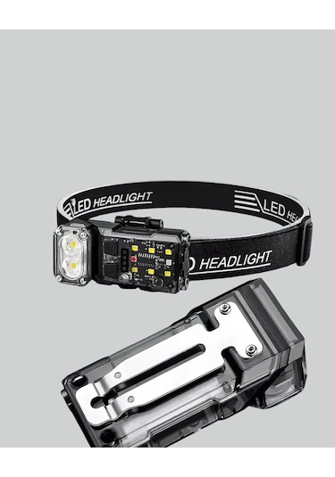 3 Ü 1 Arada Led Far Şarj Edilebilir Sensörlü Manyetik 10 Saat Kullanım Açık Gri