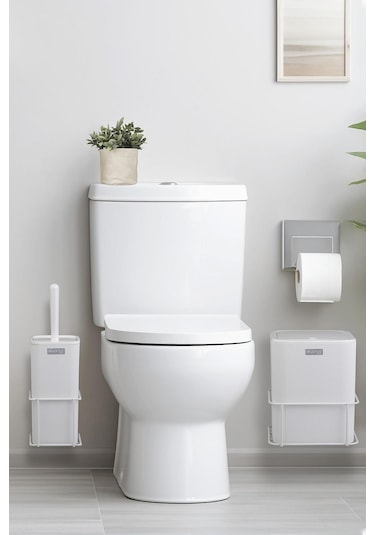 Okyanus Home Beyaz Eko Magic Askılı Kare Mina 2'li Wc Kova Ve Fırça Seti Beyaz