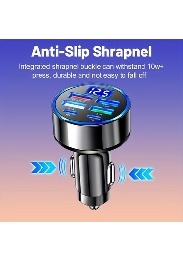 Çoklu Bağlantı Noktalı Kaymaz 4usb Araç Şarj Cihazı Süper Hızlı Şarj Pd Qc3 4usb Araç Şarj Cihazı