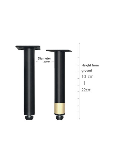 Sones Metal Mobilya Destek Ayakları Ayar Pedli, Yükseklik: 17,5 Cm Siyah Altın