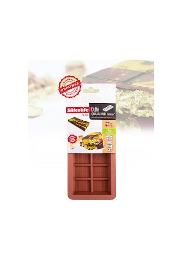 Dubai Çikolatası Kalıbı Silikon Çikolata Kalıbı 1 Büyük 1 Küçük 2'li Set Kahverengi