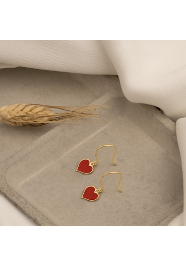 Dkmn Gümüş 925 Ayar Gümüş Mineli Kalp Küpe