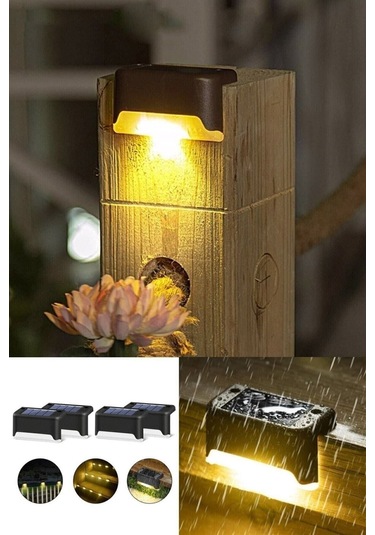 Köşebent Merdiven Veranda Solar Güneş Enerjili Bahçe Led Lamba Siyah