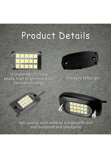 Xuweiwei Dpd-a15-d-4 Ultra Parlak 4 Adet Beyaz Kaya Lambaları Kit 6000lm 12v Suv Kamyon