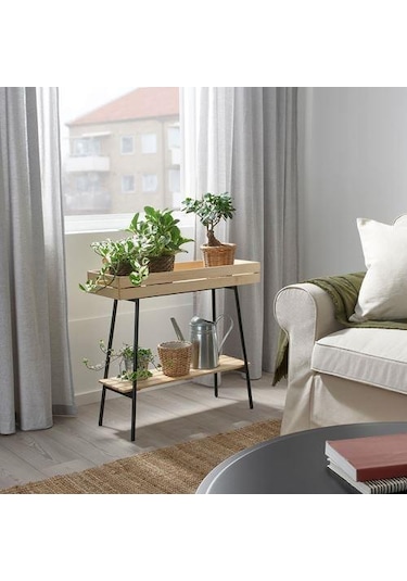 Çam Çiçeklik Natürel-Siyah Renk MeridyenDukkan 67 cm Saksılık Ev Dekorasyonu