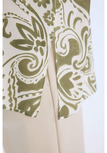 DeFacto Oversize Geniş Kalıp Desenli Uzun Kollu Gömlek Tunik E4347AX25SPKH503