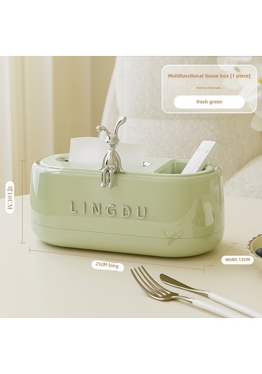 Taze Yeşil Tavşan Mendil Kutusu, Yüksek Değerli Krem Rengi A