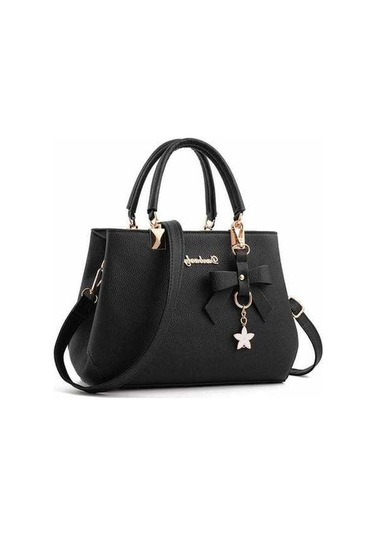 Wondernest Kadın Lüks Bez Erik Çiçeği Yay Tatlı Gümüş Messenger Çanta Siyah Siyah