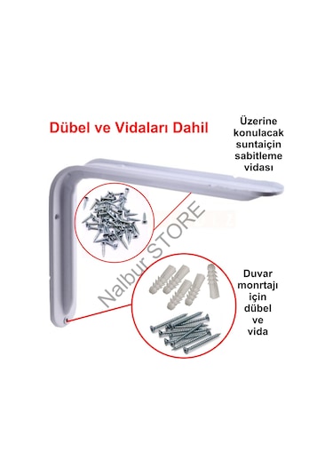 Raf Altı Lüks Beyaz Fırın Boyalı-10X12-Vida Dübel Dahil-Sağlam-Da