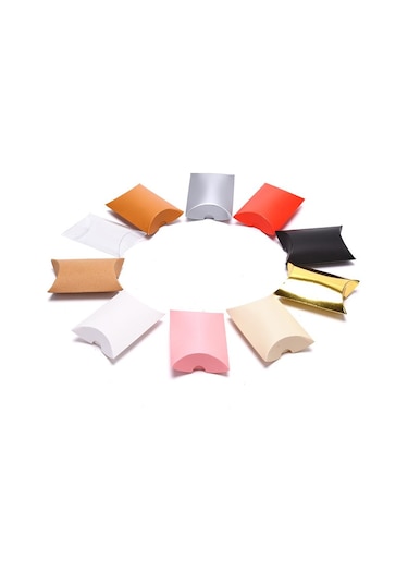 Siyah 50 Adet/grup Mevcut Kese Kraft Hediye Çantası Noel Yastık Şekli Kağıt Şeker Kutuları