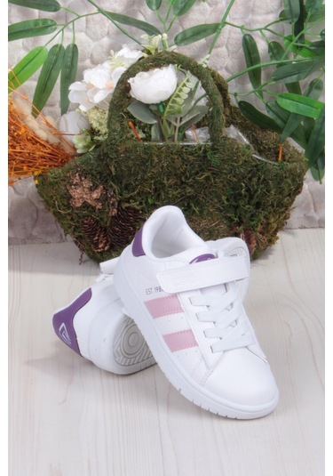 Fort Cool Cooper Rahat Esnek Sneaker Kız Çocuk Spor Ayakkabı Beyaz-Pudra