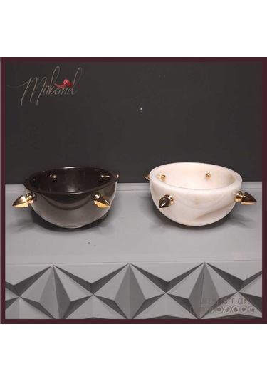 Lüks Mermer Kaseler Altın Aksanlı Ev Dekoru İçin 2'li Dekoratif