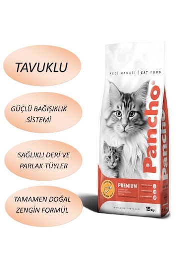 Pancho Tavuklu Yetişkin Kedi Maması 15 KG