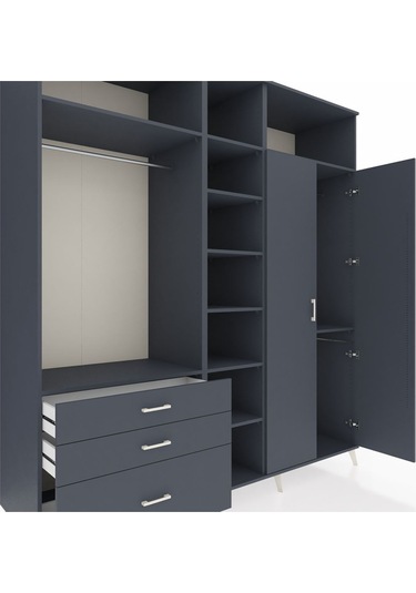 Kronos Dolap 10 Raflı 3 Çekmeceli 2 Askılı 220x59x243 Antrasit-antrasit/antrasit Antrasıt/antrasıt Kronos Dolap 10 Raflı 3 Çekmeceli 2 Askılı 220x59x243 Antrasit-antrasit/antrasit Antrasıt/antrasıt
