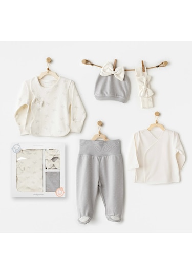 Andywawa Ac26250 Baby Bow Bliss 5'li Hastane Çıkışı Ekru Ekru