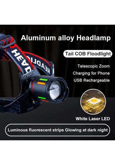 Bedotech Bd-62 10w Tg Led Alüminyum Alaşımlı Zoomlu Type-c Şarjlı Kafa Feneri Çok Renkli