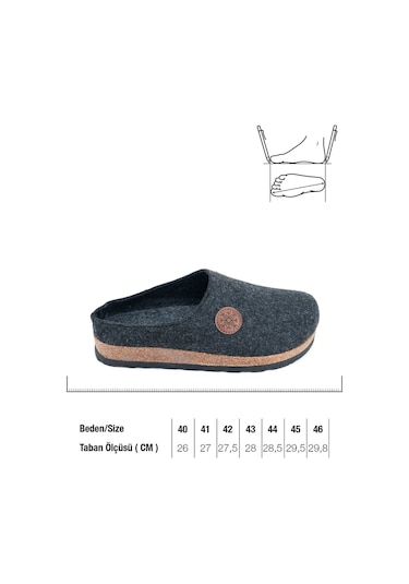 Gezer Kışlık Mantar Taban Ev Bahçe Rahat Taban Erkek Terlik Gt2kmm.16130.01.2d4.g19 Antrasit
