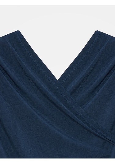 Dilvin 32659 Drapeli Kısa Kollu Top-lacivert Lacivert