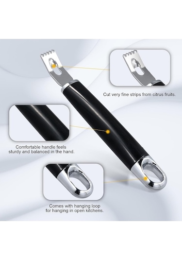 Ulzyvf Zester Üçgen Soyucu Soyucu Siyah Restoran Paslanmaz Oyma Narenciye Mutfak Meyve Meyve Limon Kanal Kanal İle Fonksiyonlu Ev Döngü Çok Çelik Bıçak Bıçağı, Barı Asılı Araçları Hg Siyah
