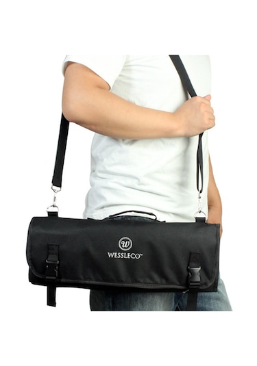 Suntek 8 Yuvalı Şef Bıçağı Rulo Mutfak Pişirme Siyah