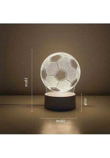 Fortunelane Küçüklerin Odası İçin Futbol Desenli 3d Led Gece Lambası - Dokunmatik, 3 Renk Ve Parlaklık Ayarlı, Usb Beslemeli, Güv
