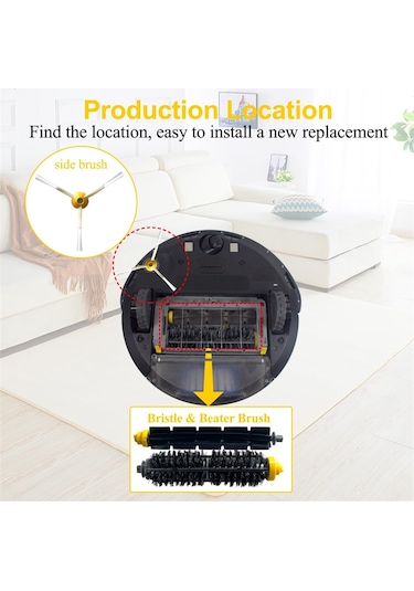 Sointeresting İrobot Roomba 600 Ve 700 Serisi 614 630 635 640 645 650 660 675 680 690 695 760 770 780 Vakumlu Silindir Yan Fırça