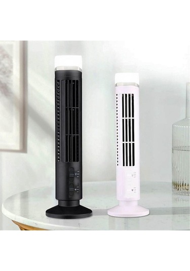 Taşınabilir Hava Soğutucu Fan, Led'li Aerodinamik Kule Fan, Güçlü Rüzgar, Yerden Tasarruf, Kanatsız Tasarım, Usb Arayüzü Beyaz Ovcqqx Renkli