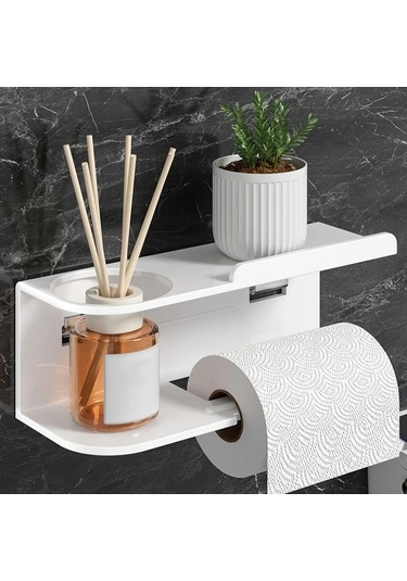 Dashanshop Gri 1 Adet Duvar Tipi Kağıt Havlu Ve Tuvalet Parfümlüğü, Kompakt Mutfak & Banyo Organizer, Kendinden Yapışkanlı Gri