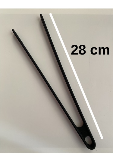 Sert Uçlu Isıya Dayanıklı Silikon 28 Cm Maşa Siyah