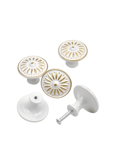 10 Adet Vintage Kapı Kolu, Çekmece Kolu, 35 Mm Mobilya Topuzu, Yuvarlak Çekmece Topuzları, Pirinç Kapı Kolları, Dolaplar İçin Mobilya Kolları Beyaz