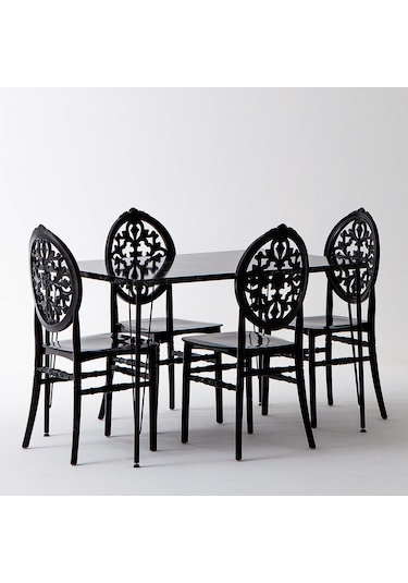 Nero Siyah Masa 75x110 Cm Venüs Siyah Sandalye Mutfak Masa Takımı