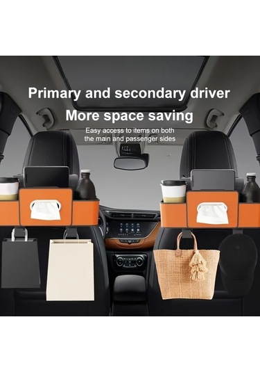 Chuangyinshop Black Araba Koltuğu Arkası Organizer Peçetelik Ve Ayarlanabilir Kancalar Çift Katlı Tasarım Uzun Yolculuklar İçin