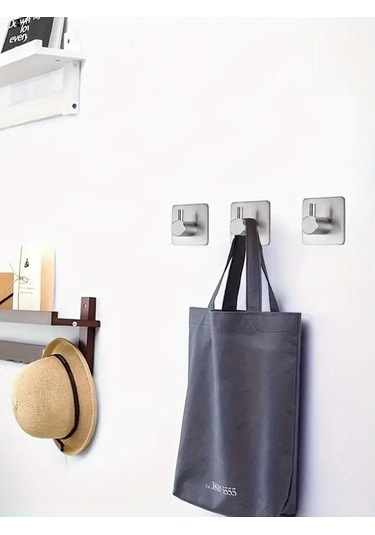 Paslanmaz Çelik 2 Adet Yapışkanlı Bornozluk Havluluk Askılık Yata Çelik