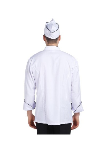 Aşçı Ceketi Beyaz Siyah Biyeli T Model