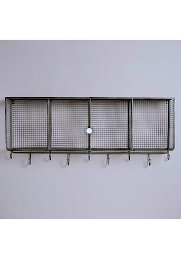 Wessdizayn 9 Kancalı Metal Duvar Askılığı 4 Gözlü Antre Duvar Rafı Wd-209 Siyah