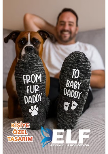 Kişiye Özel Çorap Baskılı Beyaz