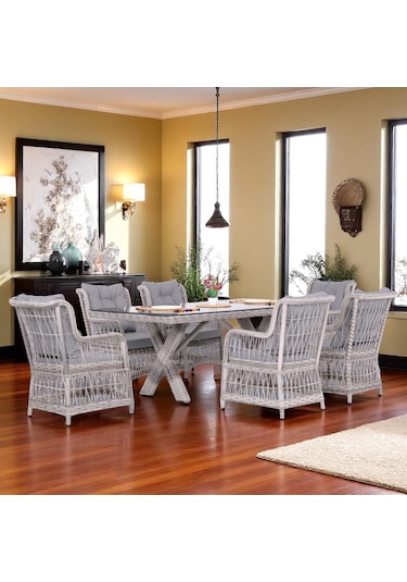 Lavida Bahçe Masa Takımı Rattan Balkon Masa Seti 100x180