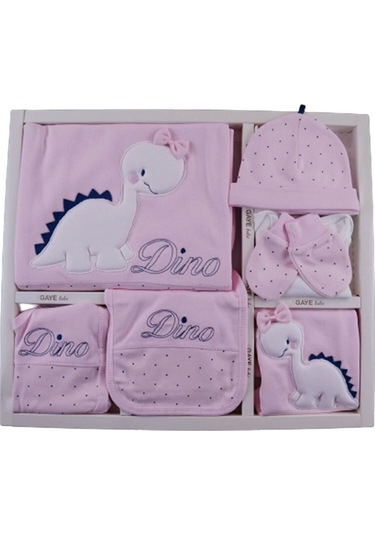 Hastane Çıkışı Dinozorlu Pembe Kutulu 10'lu Açık Bej