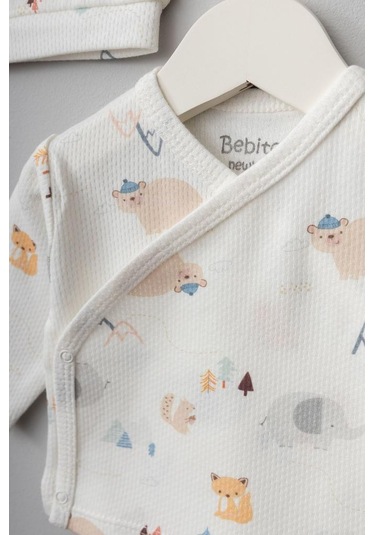 Bebitof %100 Pamuk Sevimli Hayvanlar 10 Parça Hastane Çıkışı Seti Bbtf.ekr.10082 Ekru