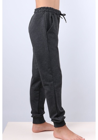 Çocuk Unisex Okul Eşofman Altı Ribanalı C8 Koyu Gri