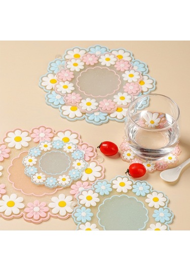 Sones Ev Yüksek Sıcaklığa Dayanıklı Papatya Bardak Altlıkları Mutfak Masa Üstü Yalıtım Matı, Stil: Mavi Büyük Diğer