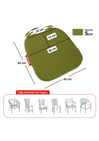 Xpermate 6'lı Standartfit Oval Sandalye Minderi 42x42x5 Yeşil