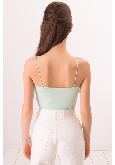 Lonca Mint İp Askılı Crop Top Mint