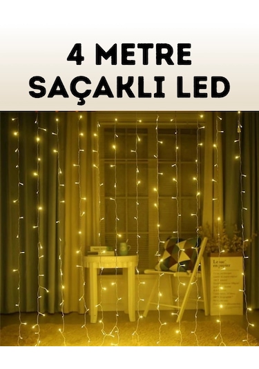 4 Metre Şelale Perde Led Işık Dış Mekan İç Mekan Uyumlu Çok Renkli