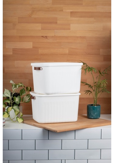 Finehome Boxy 2'li Çok Amaçlı Kutu 15lt Beyaz