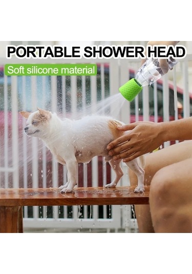 Elmpaly Yeşil 1 Adet Yenilikçi Silikon Evcil Hayvan Duş Başlığı Taşınabilir Köpek Banyo Ve Açık Hava Su İçme Aksesuarı Kampçılık İçin