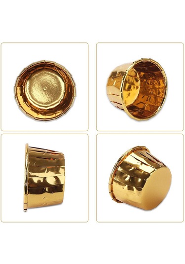 Suntek 50 Parça Cupcake Gömlekleri Muffin Vaka Sarıcı Altın