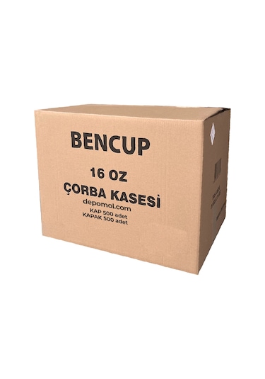 Bencup Karton Çorba Kase + Kapak 16 Oz Koli 500'lü