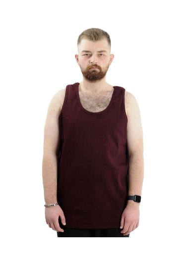 Mode Xl Büyük Beden Erkek Kolsuz Atlet 6341 Mürdüm