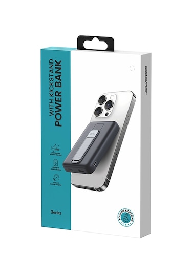 Magsafe Mıknatıslı Wireless Powerbank Benks MP08 (Havayolu Protokollerine Uygun) 10.000mAh Kapasite Siyah